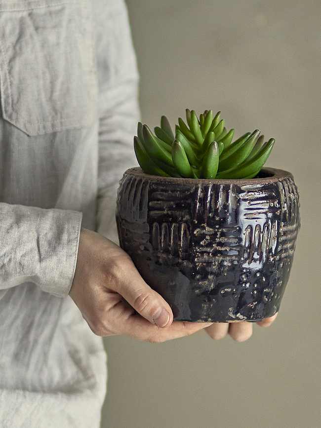 Bloomingville Plante Artificielle Echeveria en pot, Taille S