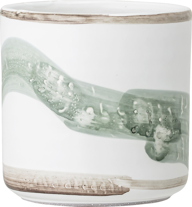 Bloomingville Okrasni lonec, 12 cm, belo-zelen