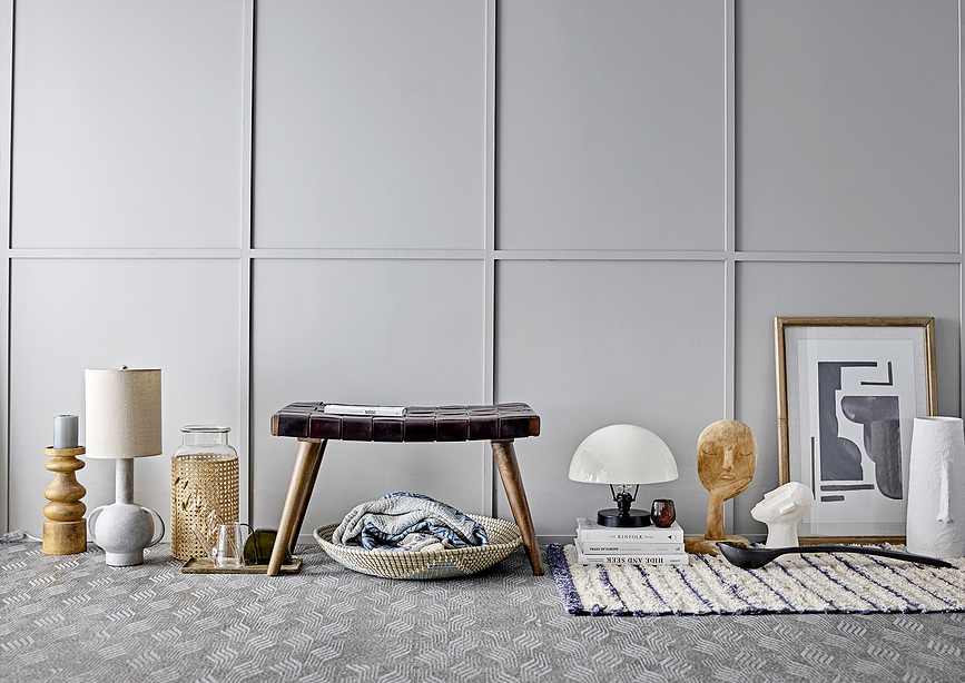 Bloomingville Plaid 130 x 160 cm, bleu-gris