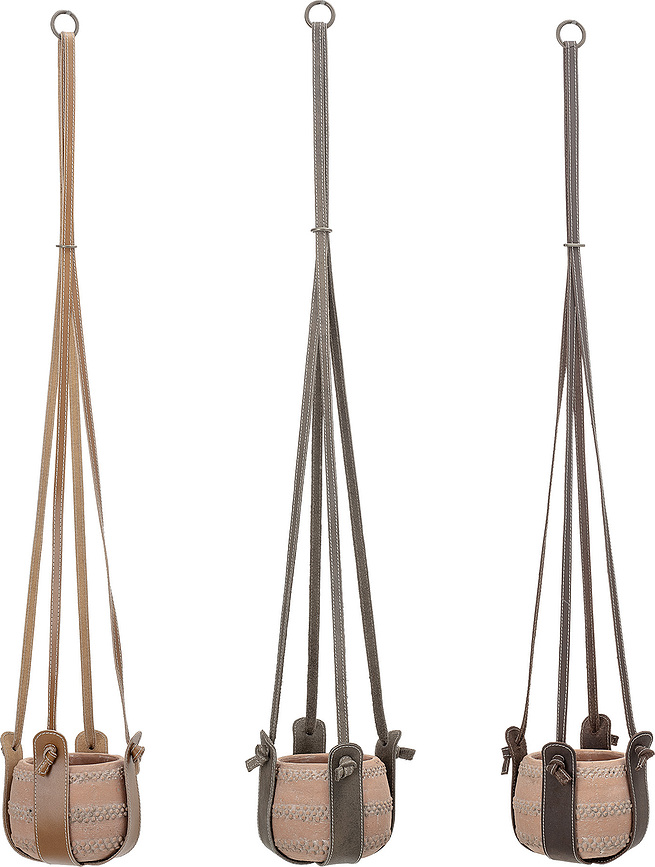 Bloomingville Porte-Plantes suspendus, en cuir, Lot de 3