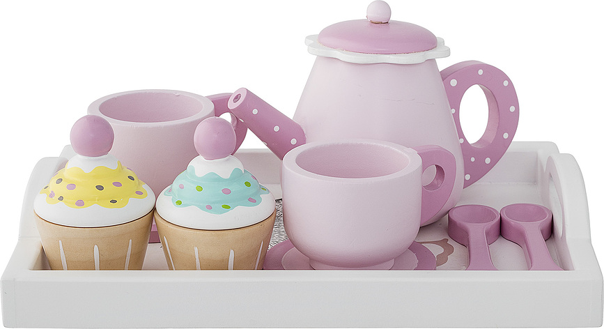 Bloomingville Set à Thé, en bois, rose, Set 8 pièces