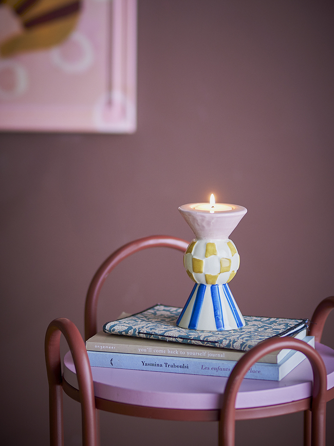 Bob Bougeoir pour bougie classique ou chauffe-plat, rose et bleu