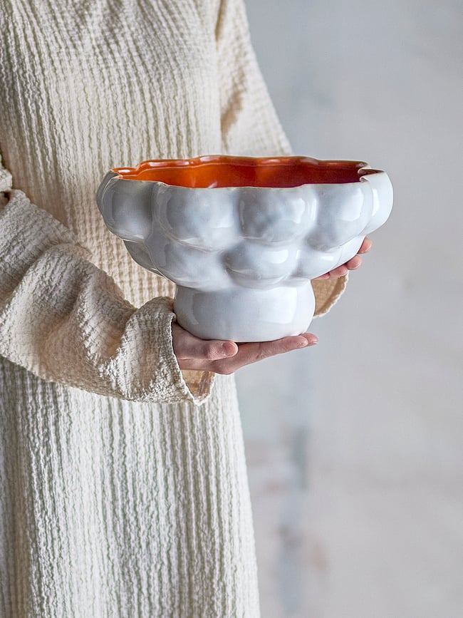 Bol decorativo Valkyrie, 15,5 cm, blanco y rojo