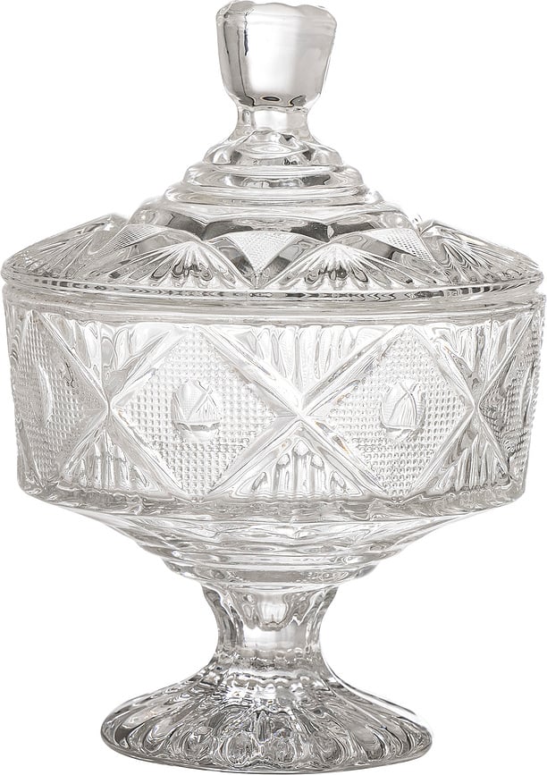 Bote de cristal con pie Ninya, 18 cm