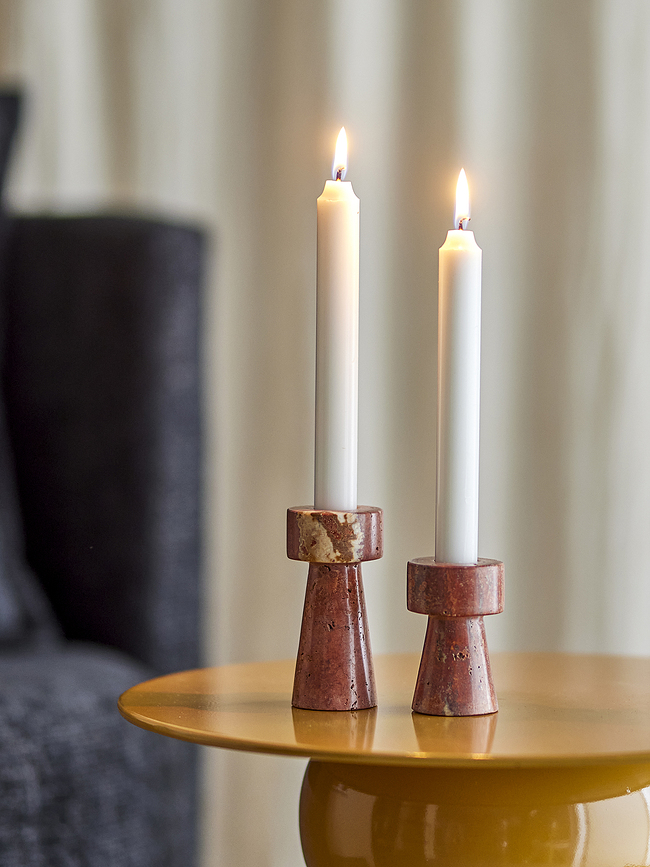 Bougeoirs Anneli en pierre pour bougies classiques, lot de 2