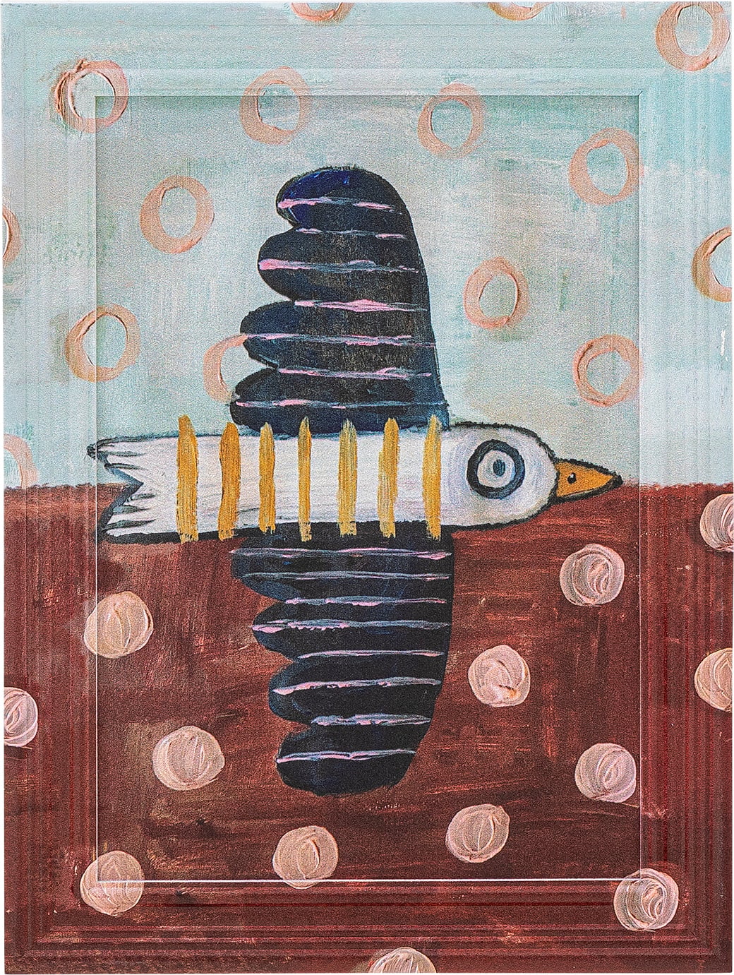 Brett Birdy Bild im Rahmen 30 cm, blau-rot