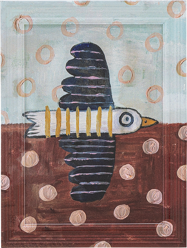 Brett Birdy Tableau 30 cm, bleu-rouge