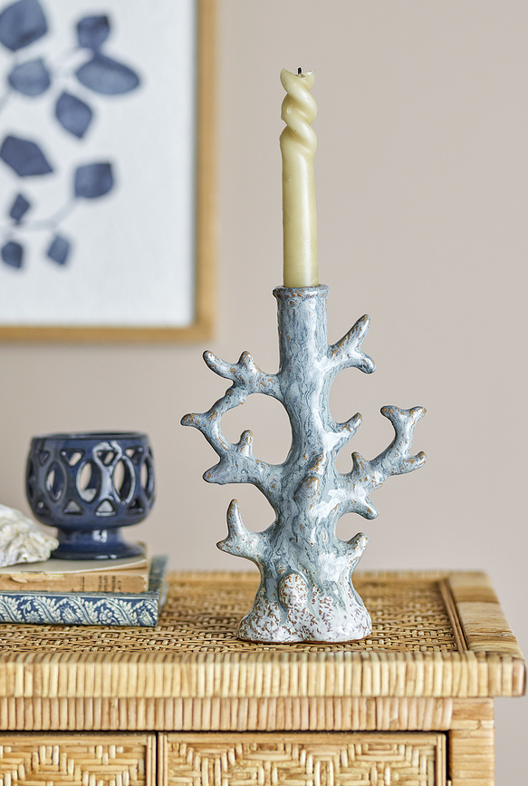 Bridget Bougeoir pour bougie pilier, 23 cm, bleu