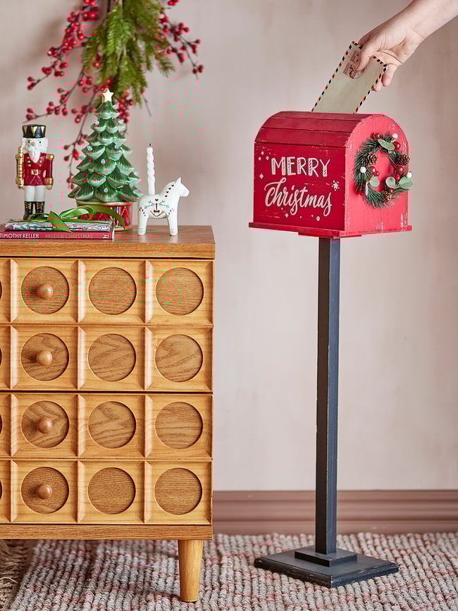 Buzón decorativo Carlo, navideño, con pie