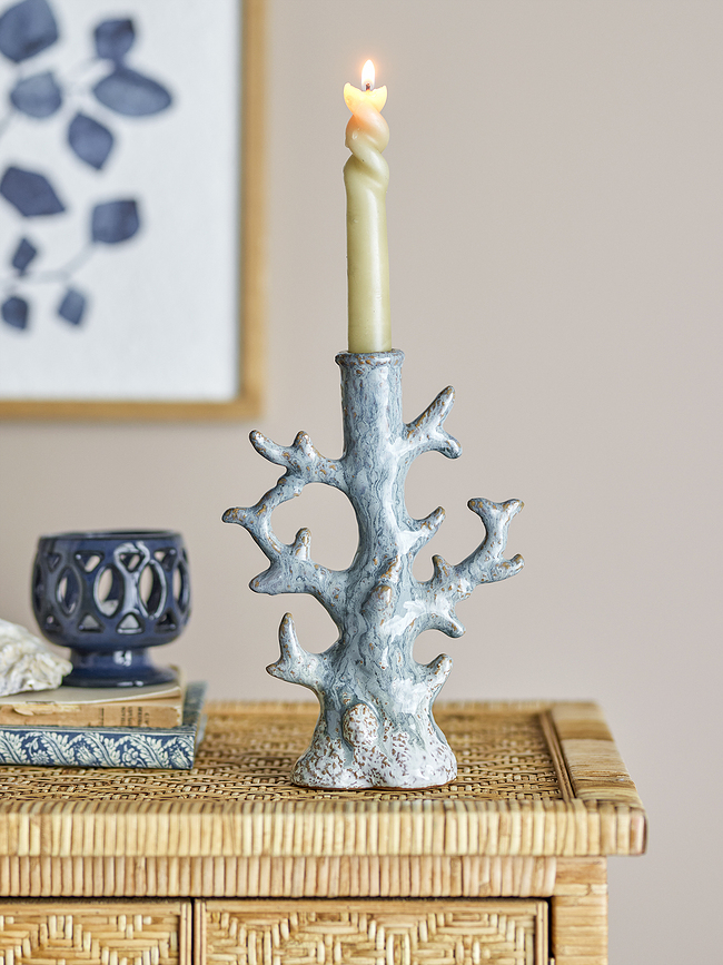 Candelabro Bridget para vela clásica, 23 cm, azul