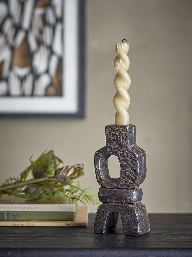 Candelabro para vela clásica Sanah, 15,5 cm, negro