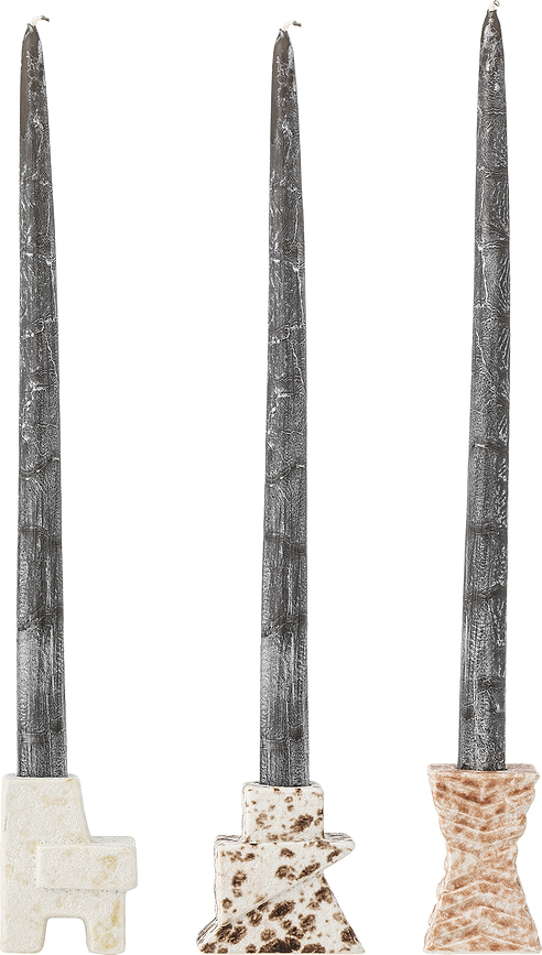 Candelabros para velas clásicas Blanchard, en tonos beige y rosa, 3 unidades