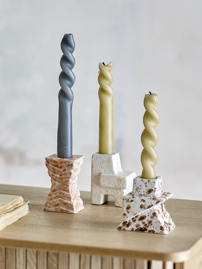 Candelabros para velas clásicas Blanchard, en tonos beige y rosa, 3 unidades