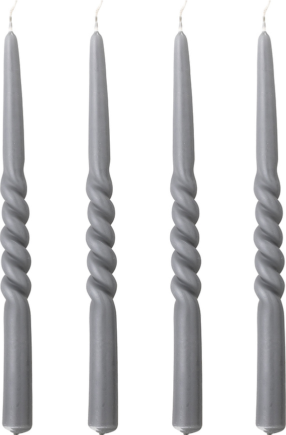 Candele Twist grigiastre 4 pz.
