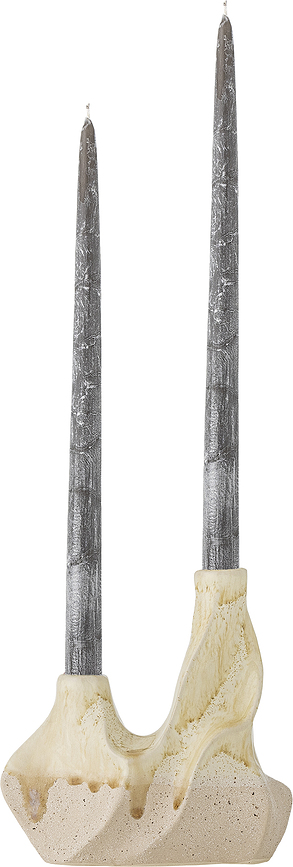 Candelero Wavy doble, beige, para vela clásica