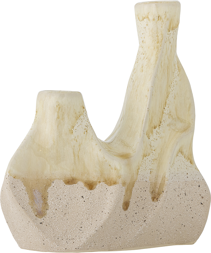 Candelero Wavy doble, beige, para vela clásica