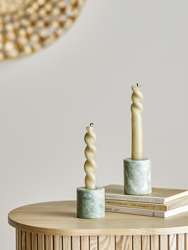 Candeleros para velas clásicas Kokoro, verdes, 2 unidades