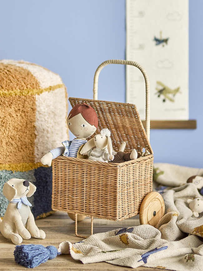 Carrito de muñecas de ratán Penne, 50 cm