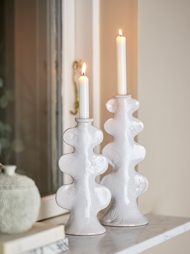 Cason Bougeoirs pour bougies classiques, blancs, Lot de 2