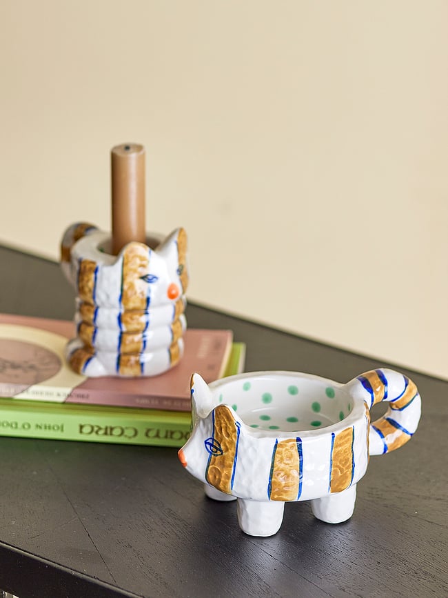 Caty Svijećnjaci za klasične svijeće bijelo-plavi 2 kom.