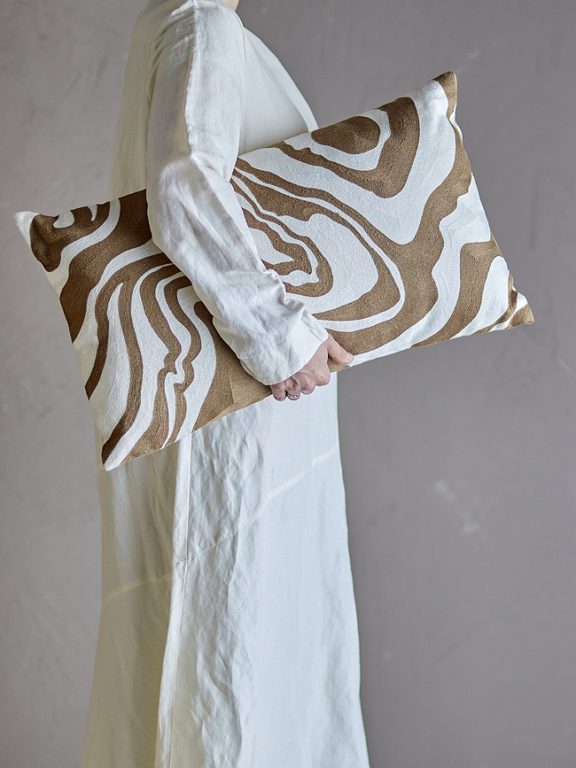 Cojín decorativo Aba, 35 x 60 cm, marrón-beige