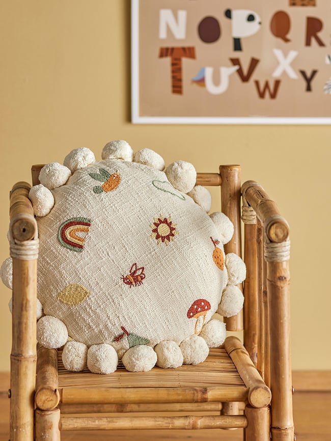 Cojín decorativo redondo Agnes, 40 cm, beige