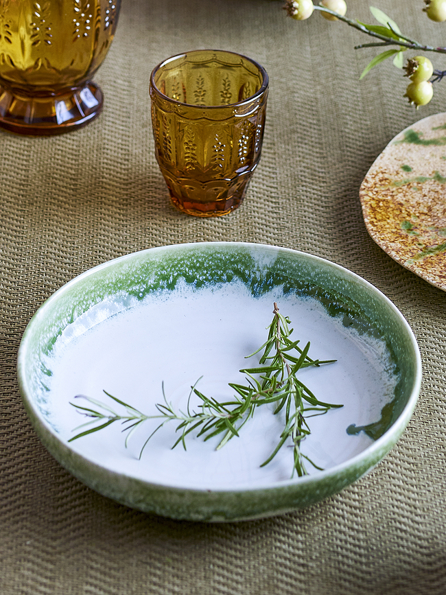 Cuenco para servir Prim, 25 cm, blanco y verde