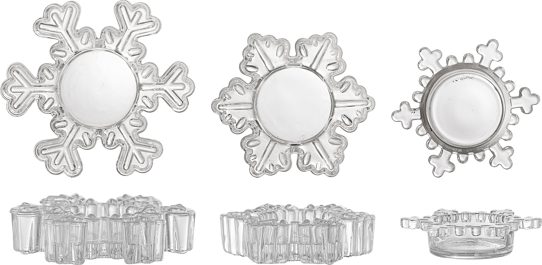 Dania Teelichthalter Schneeflocke 2,5 cm, transparent, 3 St.