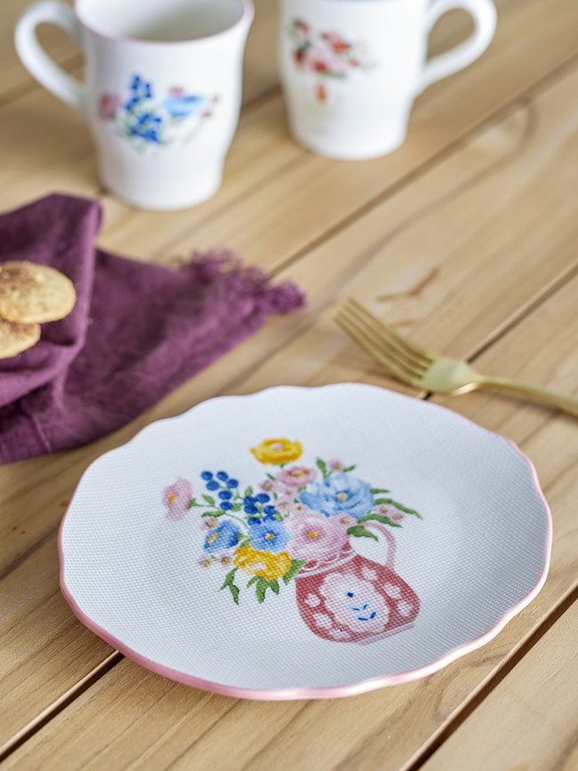 Dorothy Assiette à Dessert 20 cm, blanche et bleue