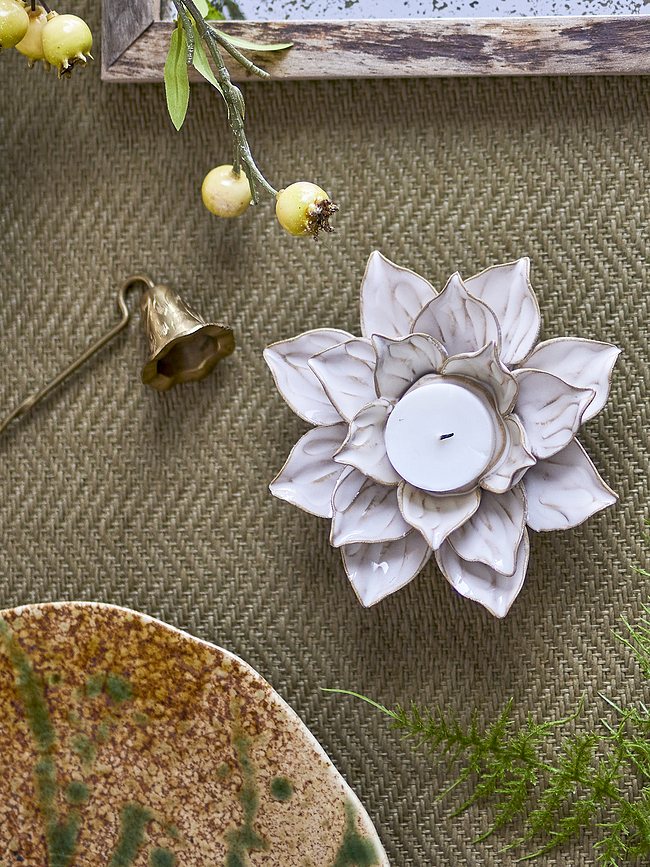 Eira Photophore pour bougie chauffe-plat, 13 cm, beige