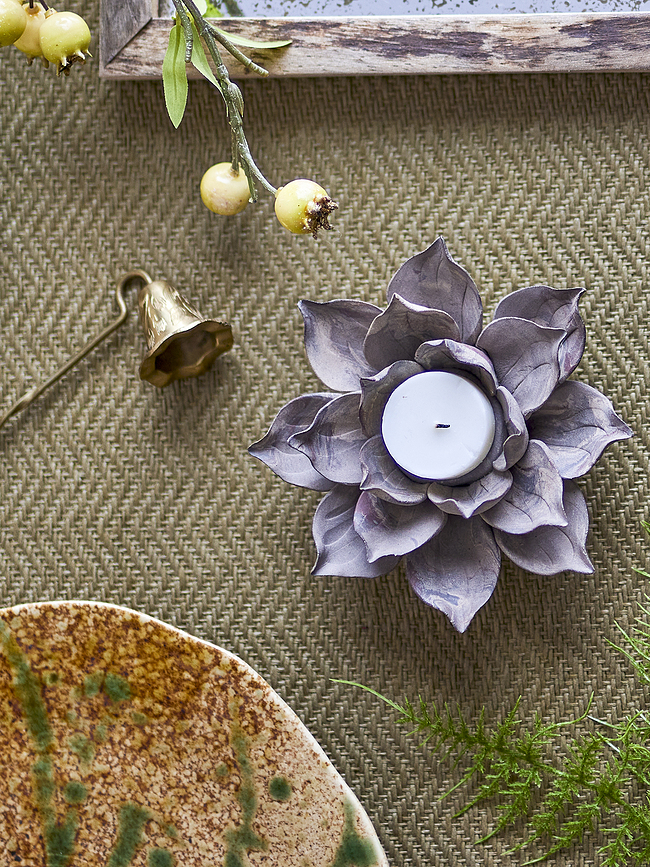 Eira Photophore pour bougie chauffe-plat, 13 cm, beige