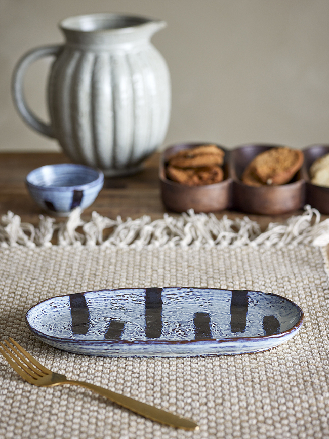 Ever Plat de Service 24,5 cm, bleu-noir