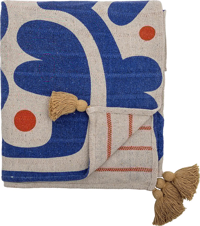 Eviaya Plaid 160 x 130 cm, beige et bleu