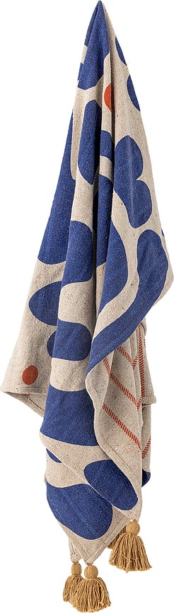 Eviaya Plaid 160 x 130 cm, beige et bleu