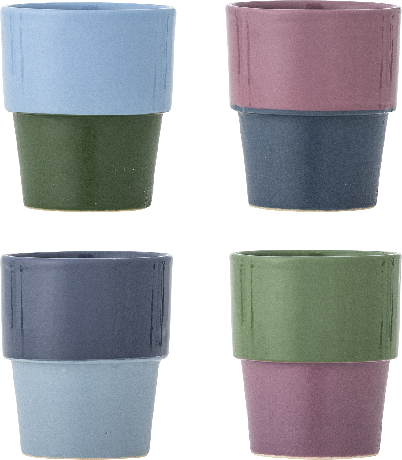 Ewan Becher blau-grün-violett glasiert, 4 St.