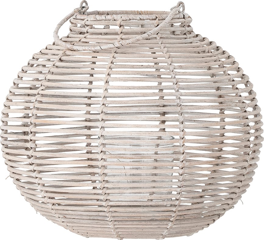 Farol de ratán Malua, 36 cm, blanco