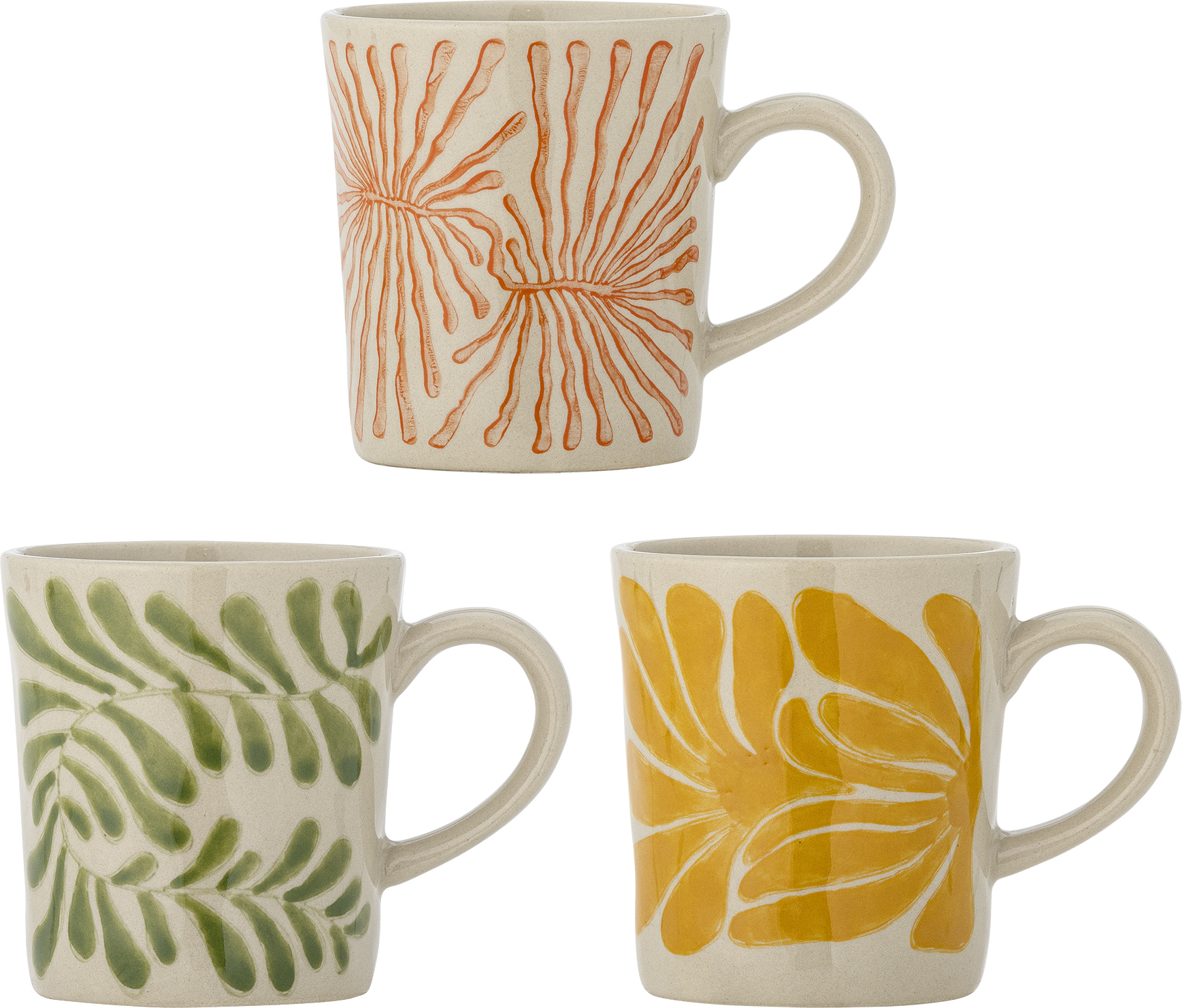 Fauni Becher 205 ml, koralle, grün und orange, 3 St.