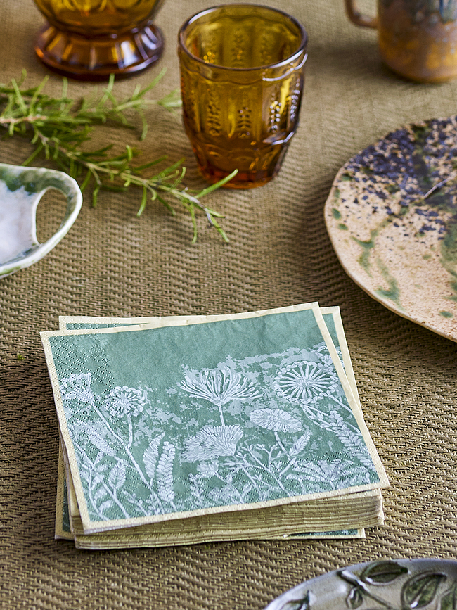 Faustina Serviettes en Papier 33 x 33 cm, jaune-vert, Lot de 20