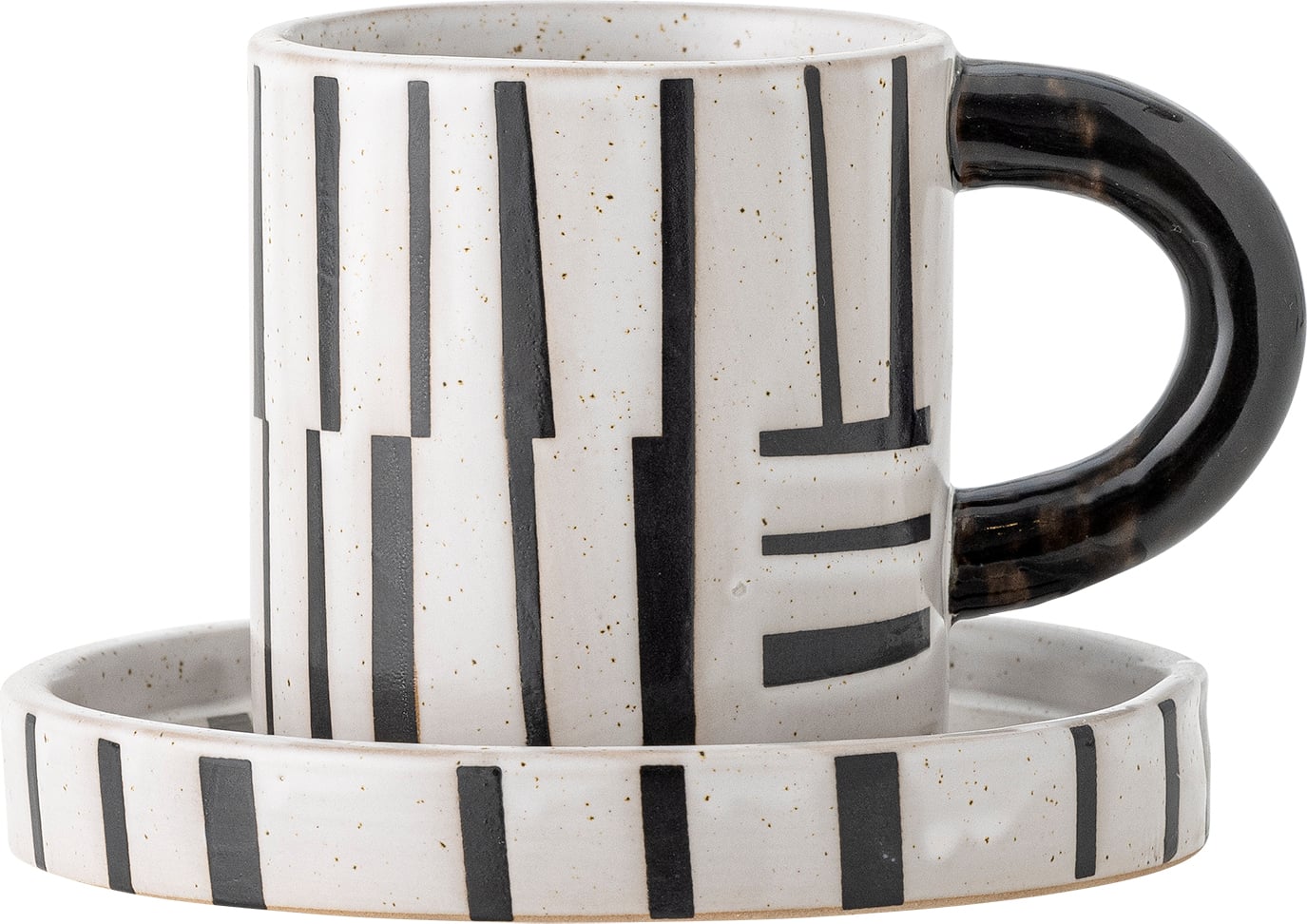 Frankie Becher 300 ml schwarz-weiß mit Untertasse
