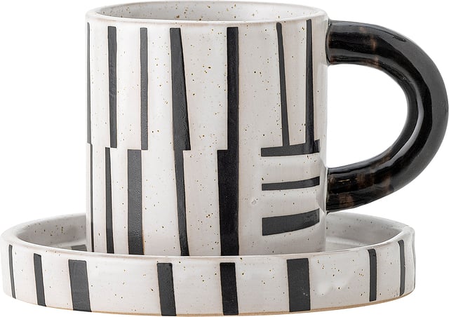 Frankie Becher 300 ml schwarz-weiß mit Untertasse