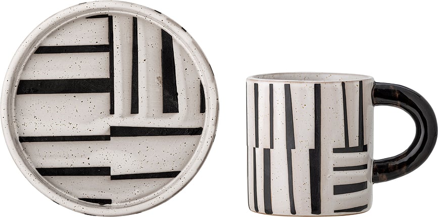 Frankie Šalica s tanjurićem 300 ml crno-bijela