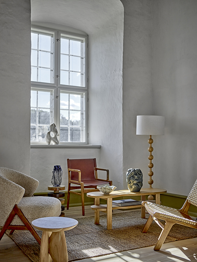 Giacoma Lampadaire 154 cm, blanc, en bois d'hévéa