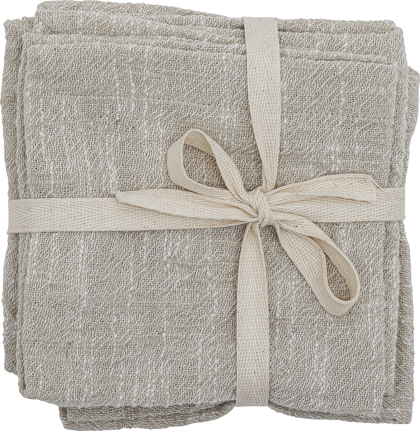 Heika Serviettes 33 x 33 cm, grises claires, Lot de 4
