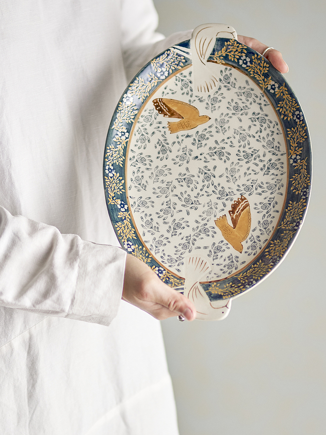 Hezha Plateau de Service, 34 x 25 cm, bleu