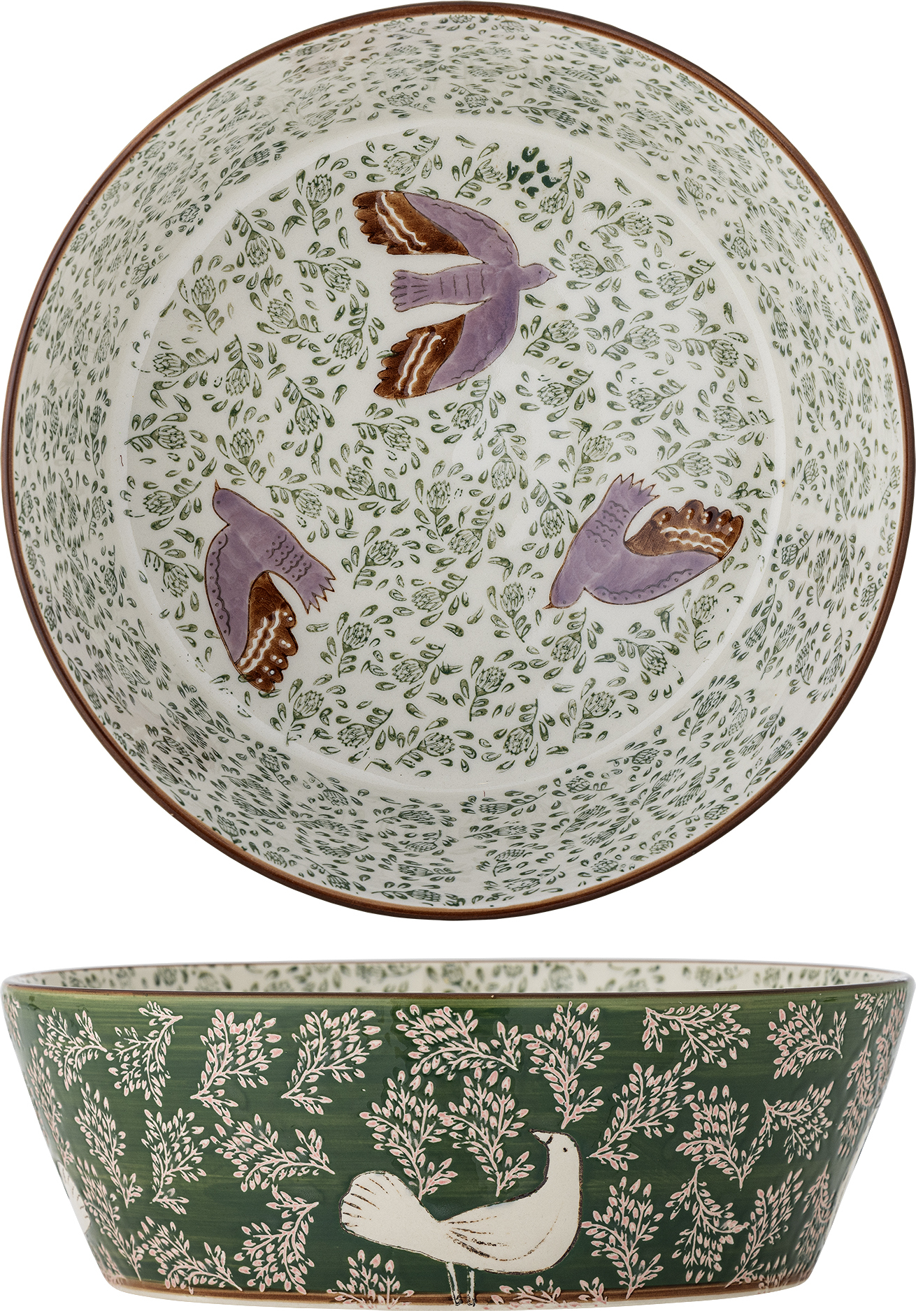 Hezha Schale 28 cm, grün-rosa