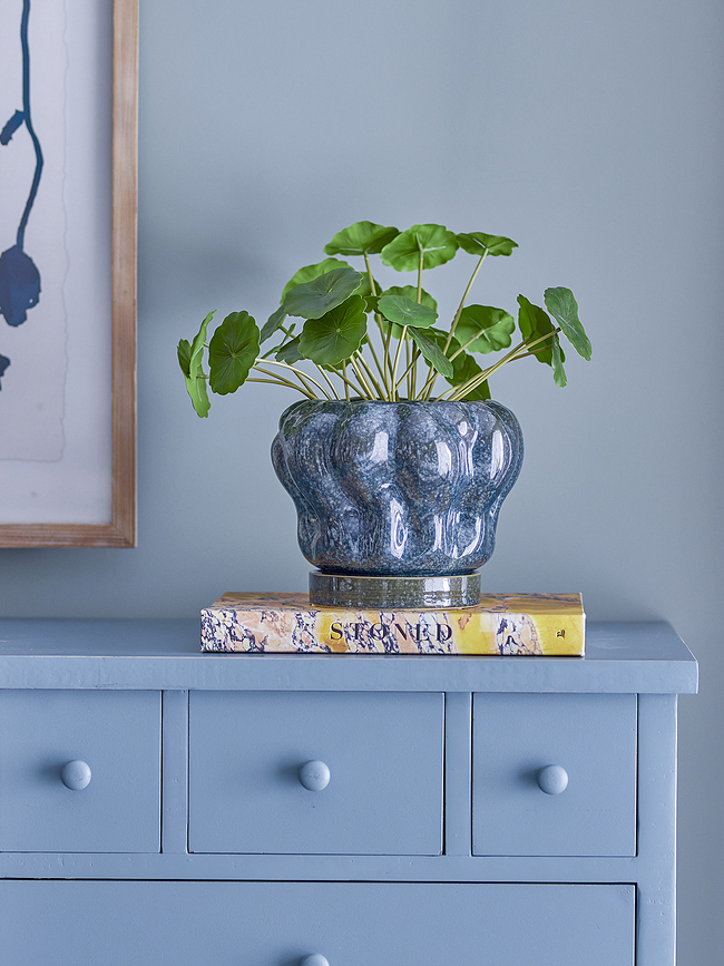 Hollis Γλάστρα με πιατάκι, 20 cm, μπλε