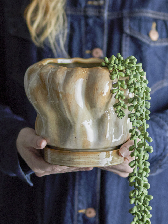 Hollis Pot de Fleurs avec soucoupe, 20 cm, bleu