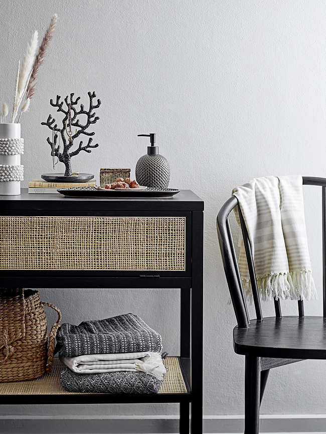 Hrin Dozator za milo z lončkom za zobne ščetke in podstavkom, antraciten, 3-delni set