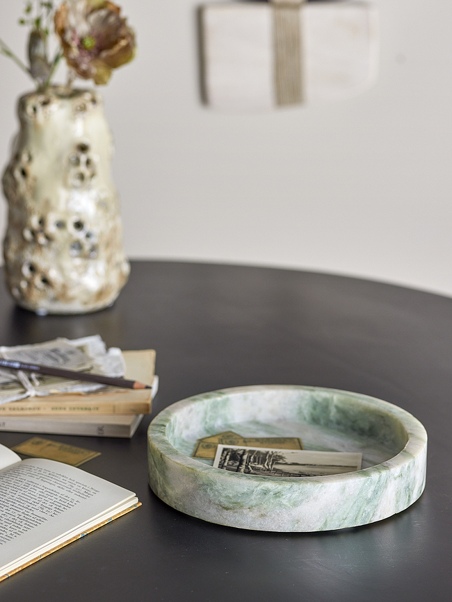 Ivette Plateau Décoratif, 20 cm, marbre vert