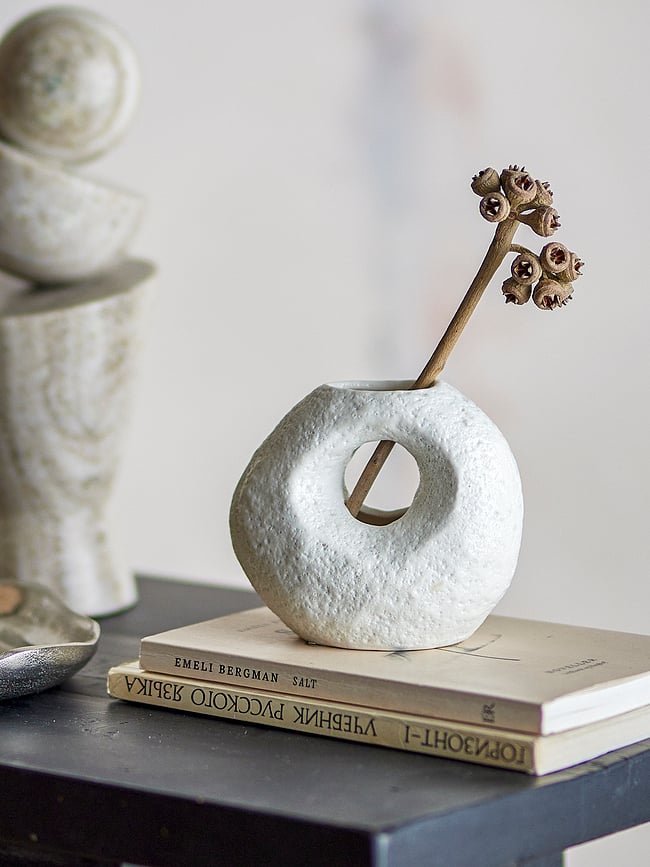 Jarrón decorativo Caia, 11 cm, blanco